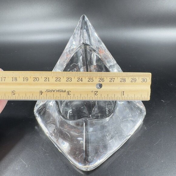 Nybro Art Glass Pyramid Pillar Candle Holder Clear Set 2 Tord Kjellstrom Sweden - Picture 4 of 14